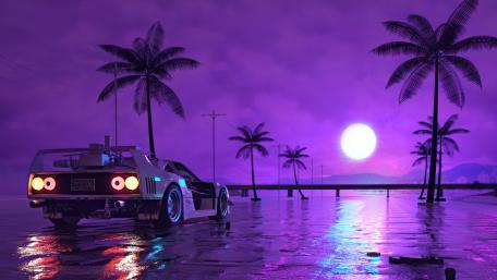 Retro Futuristic Neon Dreamscape wallpaper