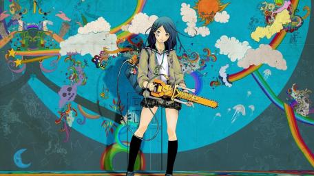 Anime Girl with Guitar in a Graffiti World wallpaper