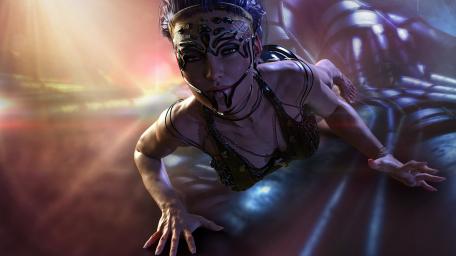 Cyberpunk Fantasy Woman in a Futuristic World wallpaper