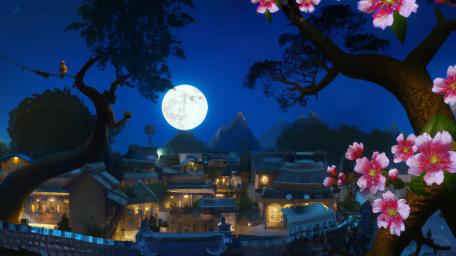 Moonlit Village wallpaper