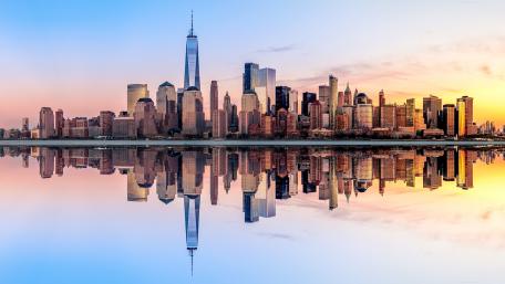 Lower Manhattan reflection wallpaper