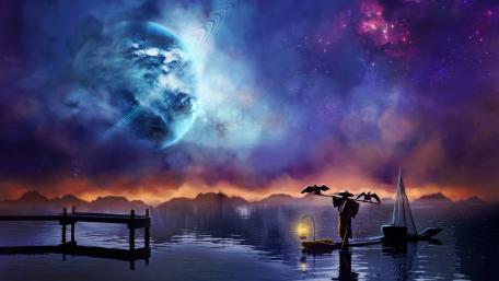 Celestial Serenity Over the Lake wallpaper