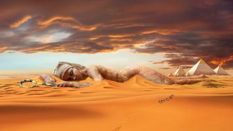 Majestic Cleopatra Resting in the Desert Sands wallpaper