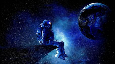 Astronaut's Cosmic Contemplation wallpaper