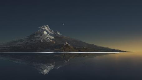 Twilight Tranquility: Mountain Reflections wallpaper