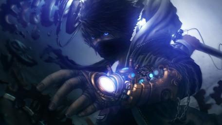 Futuristic Warrior in Action wallpaper