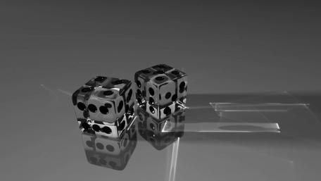 Transparent Dice with Intriguing Reflections wallpaper
