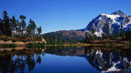 Majestic Mountain and Tranquil Reflection in Nature wallpaper