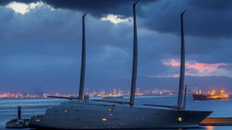 Stunning Superyacht Against a Twilight Sky wallpaper