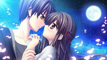 Moonlit Embrace of Anime Lovers wallpaper