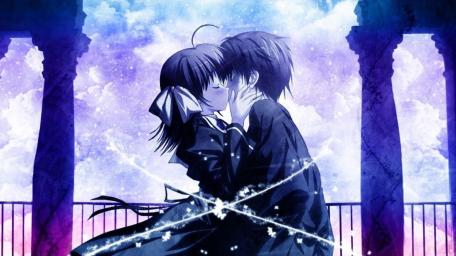Romantic Anime Couple in a Dreamy Atmosphere wallpaper