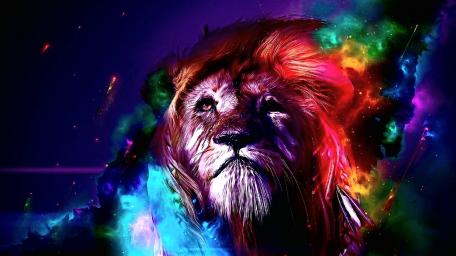 Colorful Nebula lion wallpaper