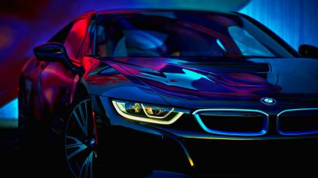 Neon Glow BMW i8 in Vivid Colors wallpaper