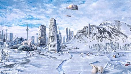 Frozen Dreams of a Futuristic City wallpaper