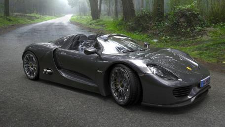 Sleek Porsche 918 Spyder on a Serene Road wallpaper