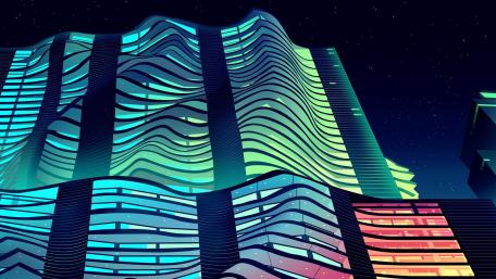 Wavy facade wallpaper