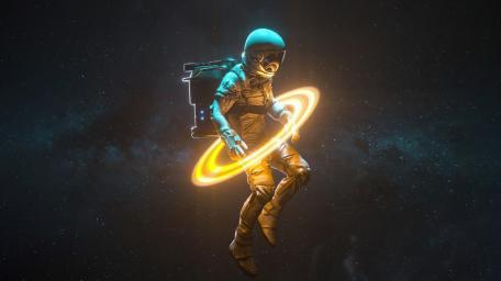 Astronaut Waltzing with Celestial Rings wallpaper
