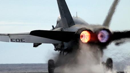 Powerful Jet Launching from Aircraft Carrier wallpaper