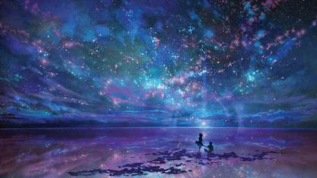Starry Night Dreams Reflect Over Water wallpaper