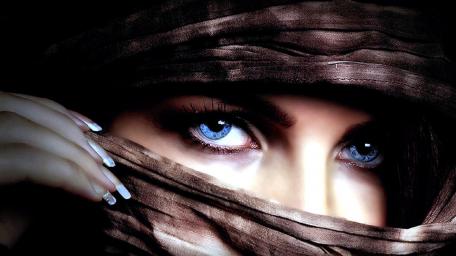 Mystic Blue Eyes of Fantasy Girl wallpaper