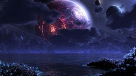 Galactic Marvel Over Alien Waters wallpaper