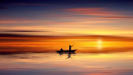 Tranquil Sunset Fishing Scene wallpaper