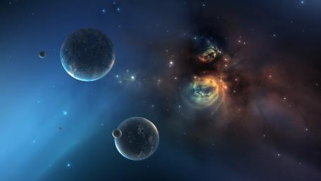 Mystical Wormhole with Planets and Moons wallpaper