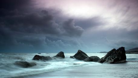 Dramatic Stormy Beach Landscape wallpaper