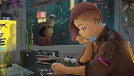 Cyberpunk Lofi Girl Study Vibes wallpaper