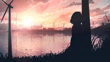 Melancholic Sunset Silhouettes wallpaper