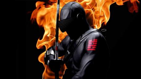 Ninja Warrior in Fiery Shadows wallpaper