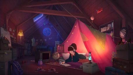 Cozy Anime Attic Hangout wallpaper