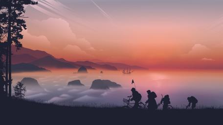 Evening Ride in a Fantasy Landscape wallpaper