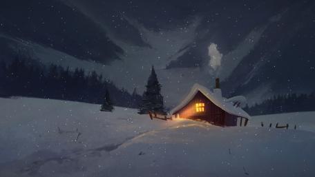 Winter's Night Fantasy Escape wallpaper