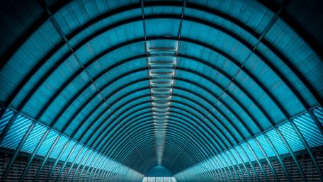 Modern Blue Arches in Abstract Architecture Design wallpaper