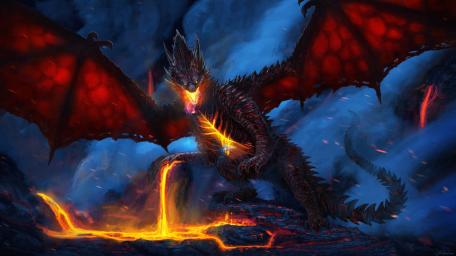 Fierce Fire Dragon of the Lava Realm wallpaper