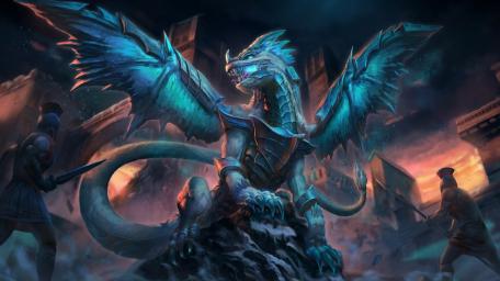 Majestic Ice Dragon in Battle Scene wallpaper