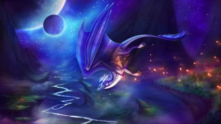 Majestic Dragon Gliding Through Cosmic Realms wallpaper