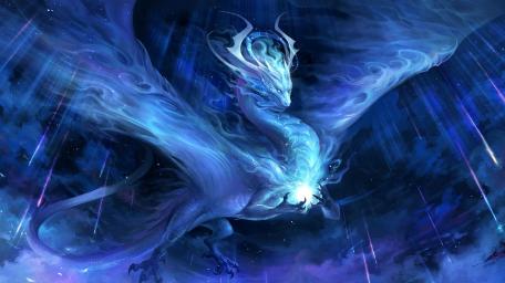 Majestic Blue Dragon in the Night Sky wallpaper