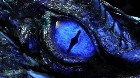 Piercing Gaze of the Sapphire Dragon wallpaper