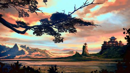 Fantasy Landscape with a Mystical Castle wallpaper