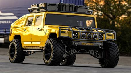 Bold Yellow Hummer H1 Wallpaper wallpaper