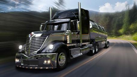 Powerful International LoneStar Truck on the Open Road wallpaper