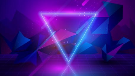 Neon Triangle Dreamscape: Journey to the 80s Retrowave wallpaper