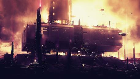 Futuristic Cityscape in Ethereal Light wallpaper