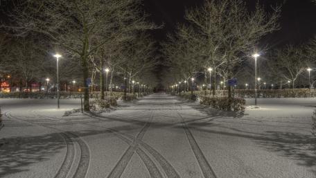 Winter Night Serenity in the City wallpaper
