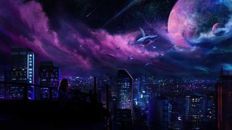Whales of the Cosmic Horizon wallpaper