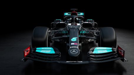 Mercedes Formula 1 Car Front View in Darkness wallpaper
