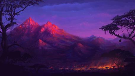 Dusk Over Mystic Mountains wallpaper