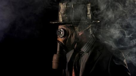 Mysterious Steampunk Persona in Smoke Shroud wallpaper